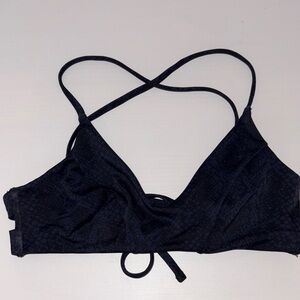 Athleta Navy and Black Printed Bikini Top
